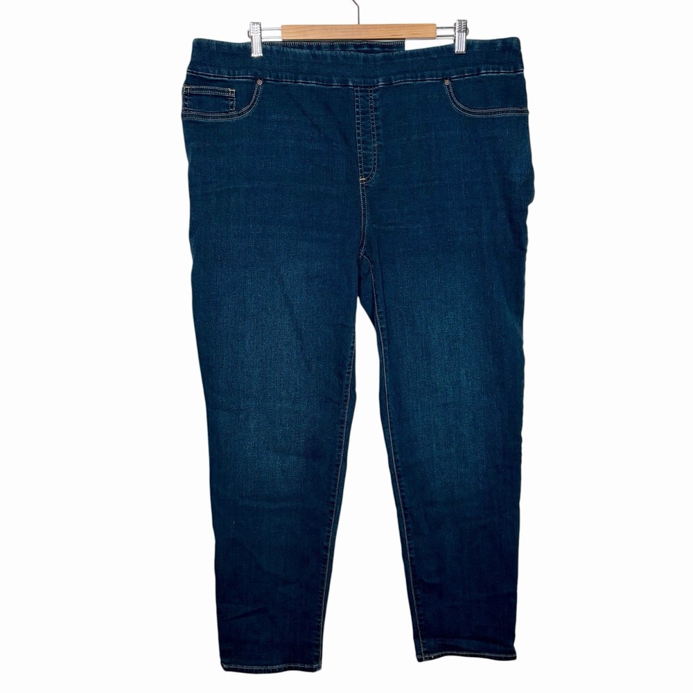 Chicos Pull On Jegging Jeans Womens Size 20 4 Dark Wash High Rise Stretch Skinny